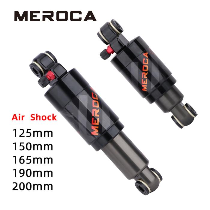 MEROCA Mountain Bike Air Shock Absorber 125mm/150mm/165mm/190mm/200mm Scooter Alloy MTB Folding Bicy