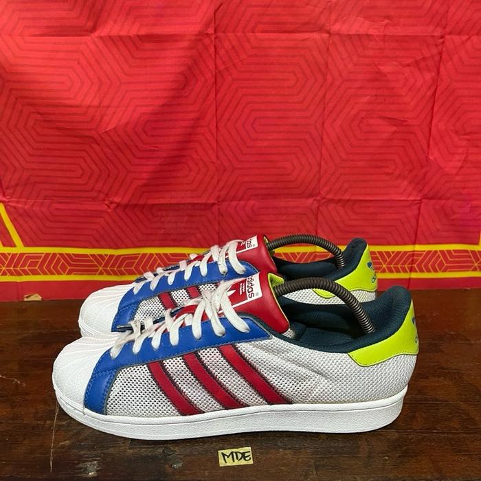Sepatu second ori adidas superstar white red size 43