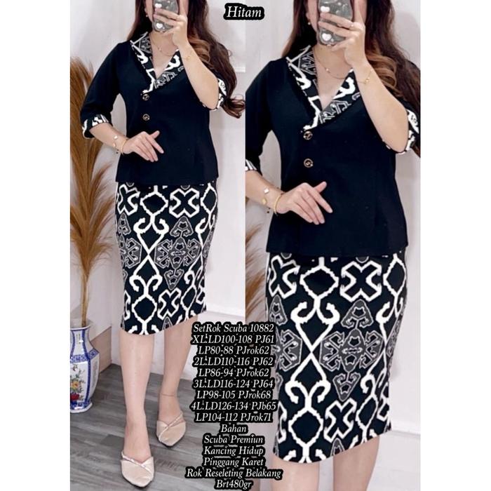 FER 10882 SET ROK SCUBA WANITA / SET ROK BATIK / SETELAN GEREJA / READY / REALPICT