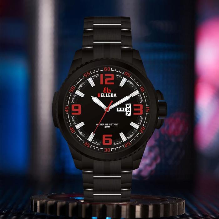 PROMO BELLEDA 9035 Jam Tangan Pria Anti Air Anti Gores Original Keren Watch Quartz Bisnis Tanggal