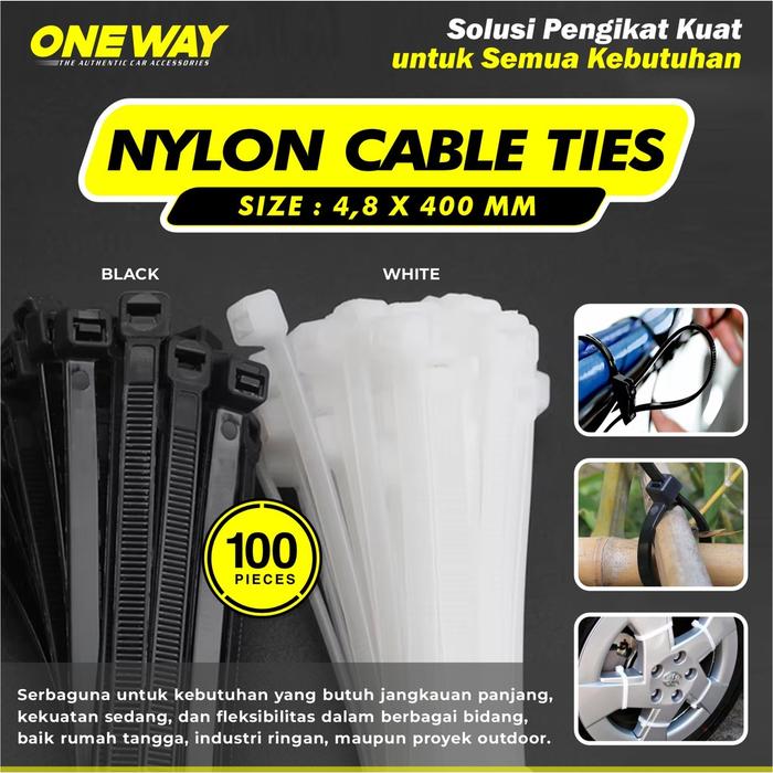 Nylon Cable Tie Kabel Tis Cable Ties Tie Nilon 40cm Kabel Ties Putih 4.8 x 400 mm Serbaguna Klip Bes