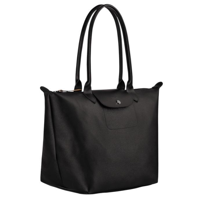 LONGCHAMP LEPLIAGE CITY TOTE BAG MEDIUM BLACK