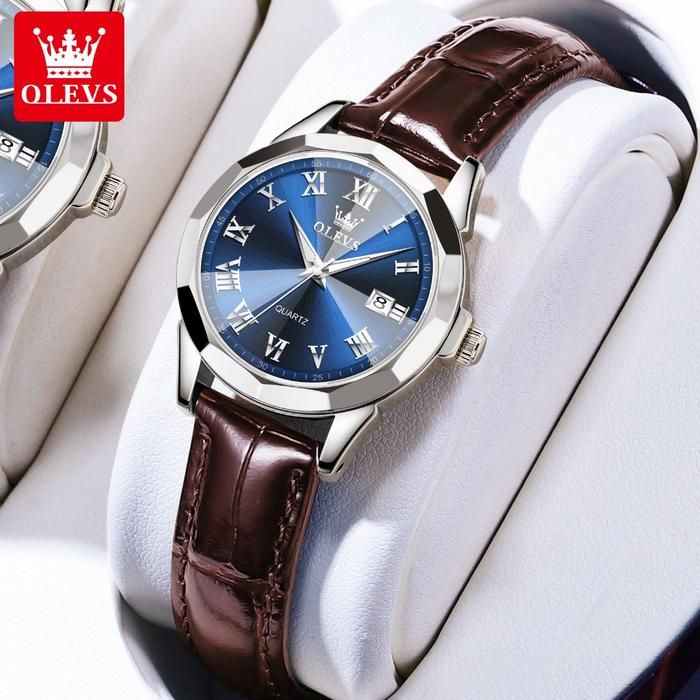 OLEVS JAM TANGAN WANITA ELEGAN ORIGINAL ANTI AIR KULIT KECIL ANALOG QUARTZ FASHION WOMEN WATCH 9990
