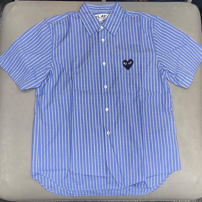 Cdg play short sleeve blue stripe