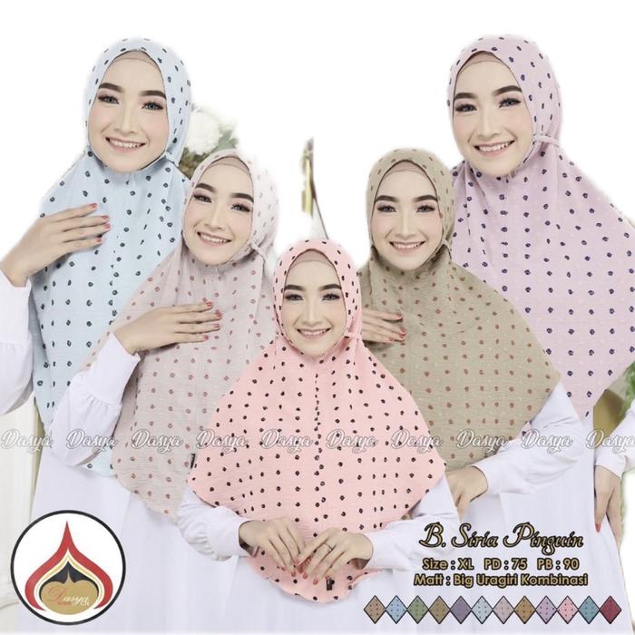 Jilbab Bergo crinkle motif polkadot