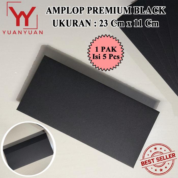 TERLARIS [ ISI 5 Pcs] Amplop Vintage PREMIUM | Amplop Hitam | Amplop Mini | Black Envelope | 23 cm x