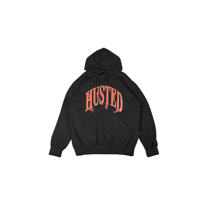 0126 JAKET HUSTED SWEATER CHAOTED BLACK HOODIE