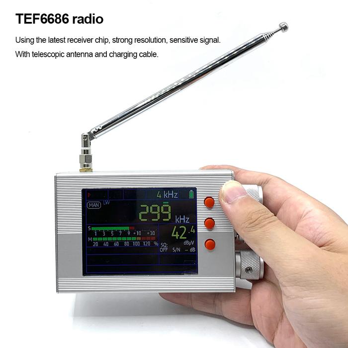 TEF6686 Portable Digital Radio 2 Inch LCD Screen Shortwave Radio Receiver With Telescopic Antenna 30