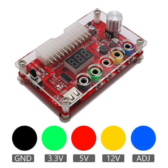 ATX 24 Pins Power Supply Breakout Board and Acrylic Case Kit Module