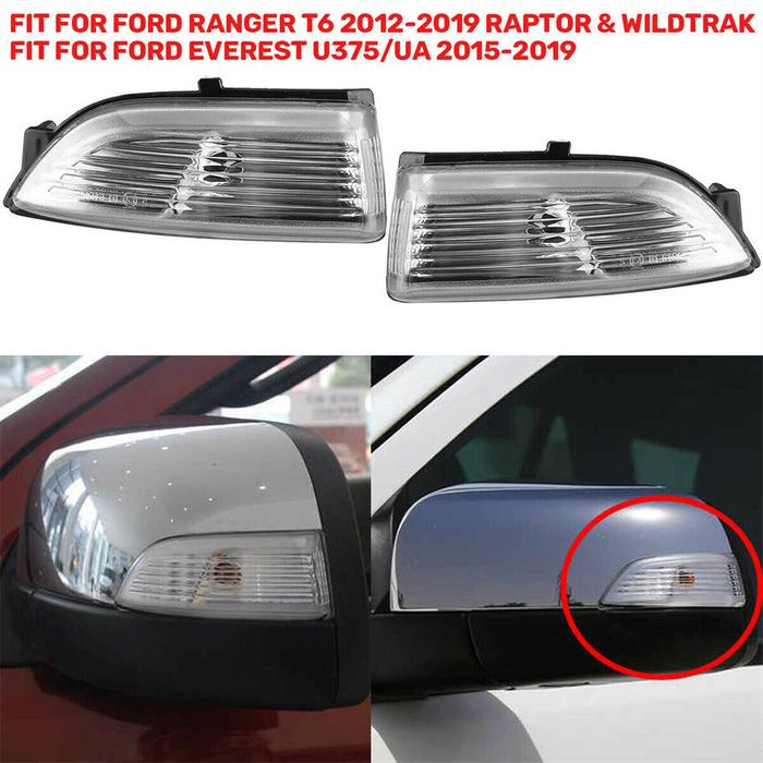 2 Pcs Side Wing Mirror Indicator Lens Cover For Ford Ranger Raptor