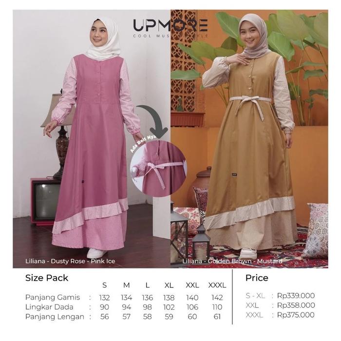 Mutif PROMO SPESIAL Gamis Liliana warna Dusty rose | mustard By Upmore