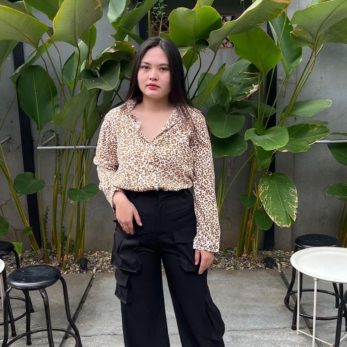 Heaha Kemeja Wanita Monalisa Leopard Bangkok
