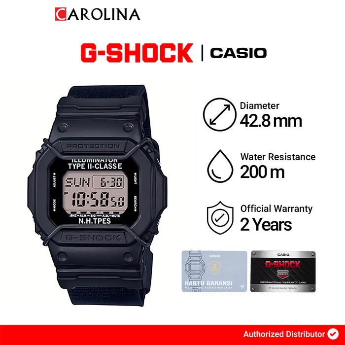 Jam Tangan Pria Casio G-Shock DW-D5600NH-1D Black Dial Black Canvas Strap Watches
