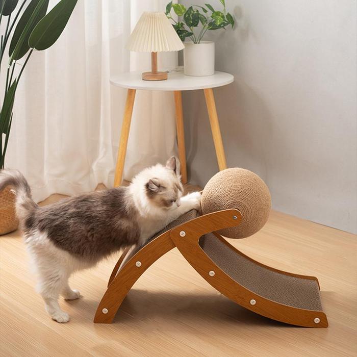 Cat Scratching Board Interactive Kitten Toy Built-In Ball Cat Scratch Pad Door Clips Furniture Prote