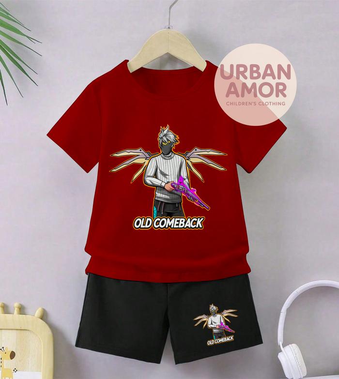 Urban Amor Setelan Anak Celana Hitam Cowok Cewek Game free Fire Gambar FF OLD