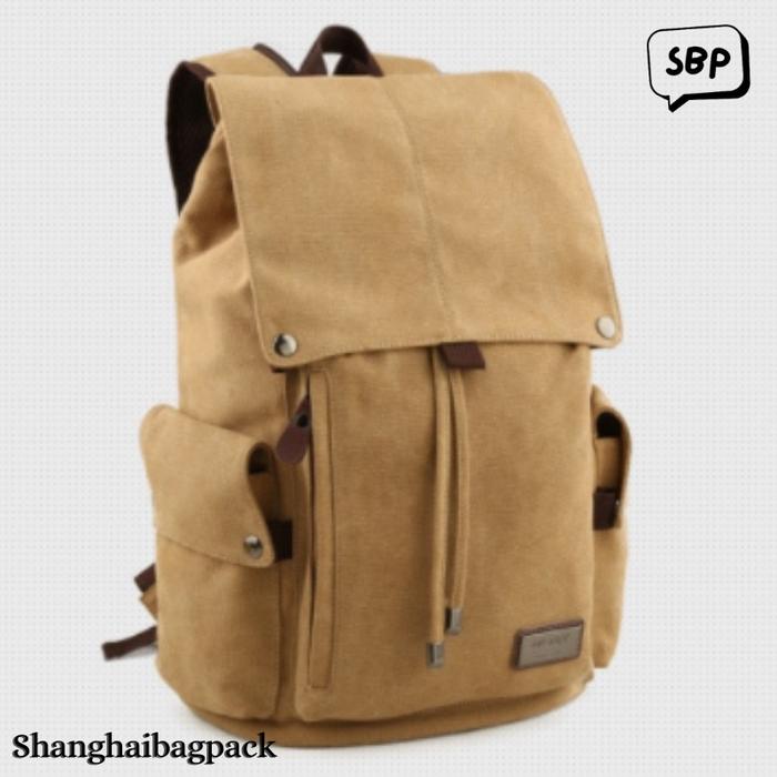 RANSEL KANVAS VINTAGE POLOS TERBARU MUAT BUKU CETAK TEBAL DAN KUAT ORIGINAL PRODUK SHANGHAI