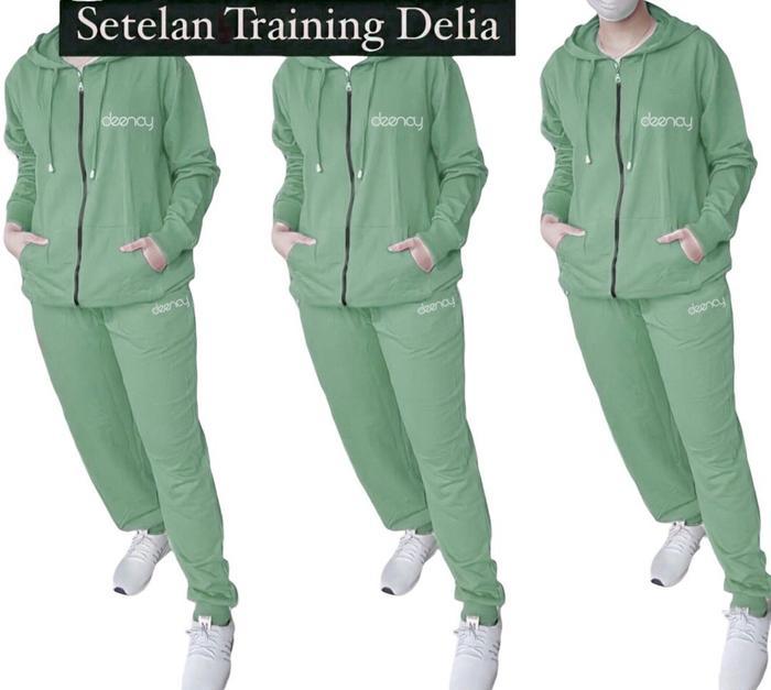 BMF2 - Setelan Training Delia Hoodie L, XL, XXL, 3XL, 4XL Training Baju Olahraga Wanita Muslim Jumbo