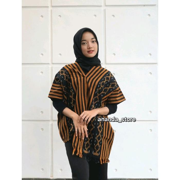 Outer Tenun Wanita Modern Tenun - Outer Tenun Etnik Mix Lurik Kuning Kunyit - Outer Wanita Casual