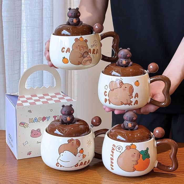Capybara Gelas Mug Keramik Estetik Lucu Aesthetic Ceramic Mug Glass Gift Box Capybara