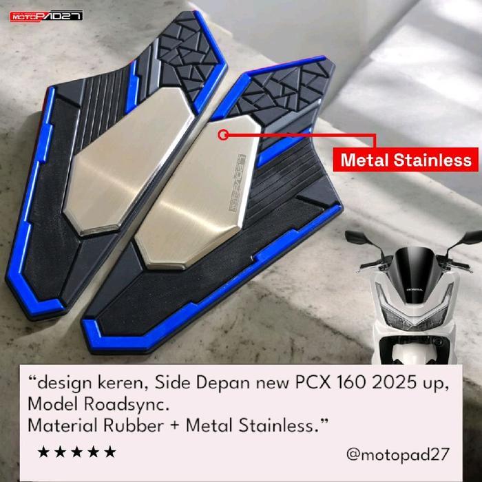 COVER SIDE BODY DEPAN PCX 160 ABS CBS ROADSYNC 2025 RUBBER STAINLESS OSEAN