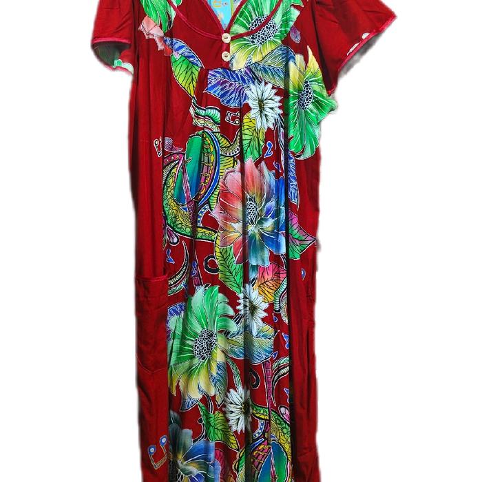 Daster Wanita Pendek Katun Unik Ds 48 Kencono Ungu dengan Kerah Shanghai - Tidur, Setelan, Baju, Kan