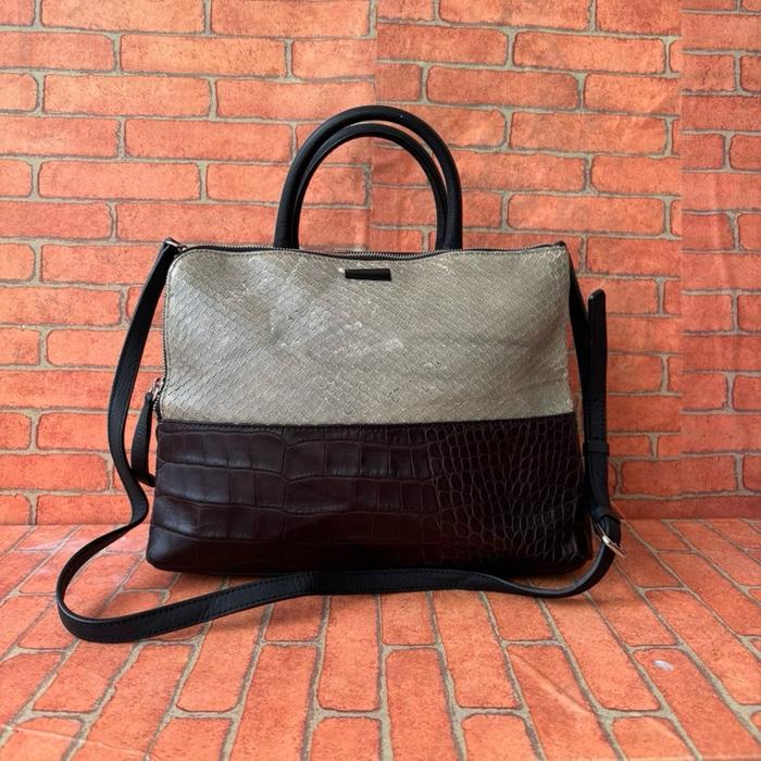 TAS SELEMPANG TOP HANDLE WANITA ROUNGE LOUNGE KULIT ASLI SECOND BRANDED ABU MAROON / TAS SLING KULIT