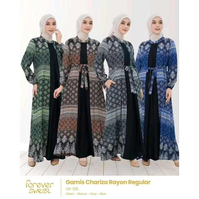 Gamis FOREVER Sweet Concept Label Hitam Exclusive Black HS 136, T 560 - 3,Muslim