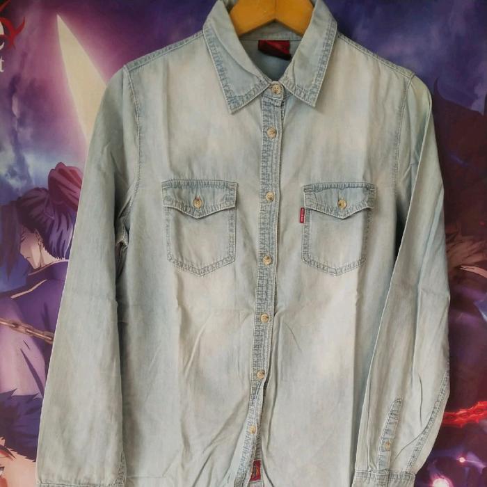 Dickies Faded Blue Denim Shirt Kemeja Original Second Korea Japan Streetwear Y2K Merch Hypebeast Lux