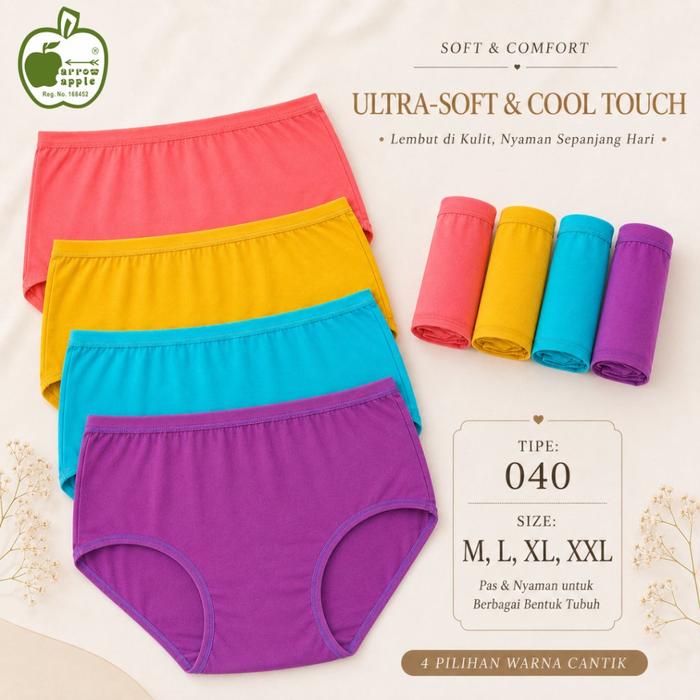 5 pcs x [ARROW APPLE] CD Wanita Microfiber Spandex | Celana Dalam Wanita | Breathable Nyaman | Tipe 