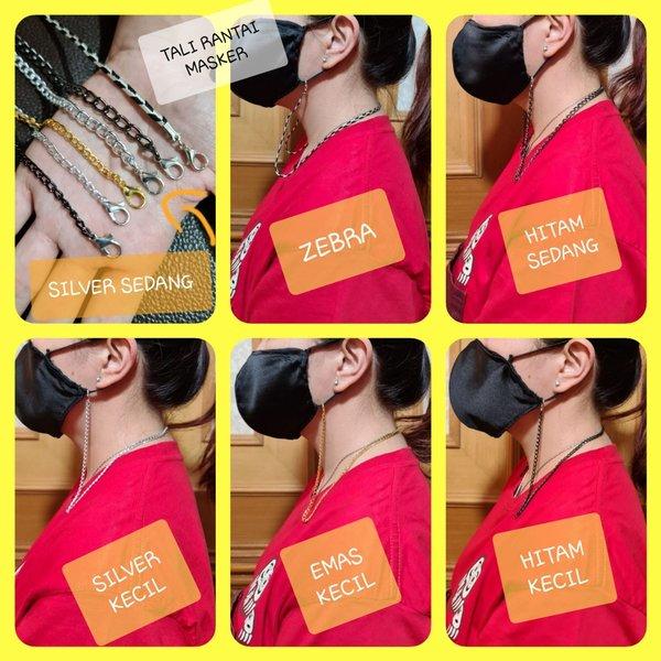 TALI GANTUNGAN KALUNG MASKER RANTAI RANTE MASKER MASK CHAIN KECIL EMAS SILVER HITAM KECIL PRIA WANIT