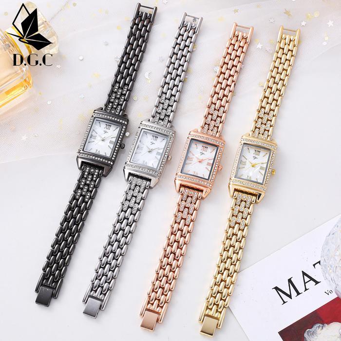 Dgc 1008 Jam Tangan Wanita Alloy Stainless Steel Berlian Korea Elegan Kuarsa  Persegi Panjang Jam Ta