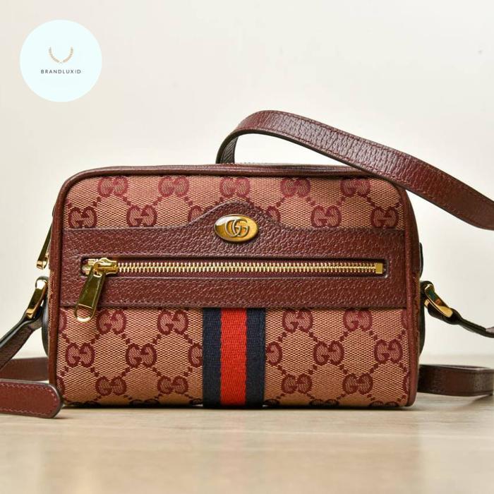 GUCCI OPHIDIA MINI GG BEIGE BURGUNDY