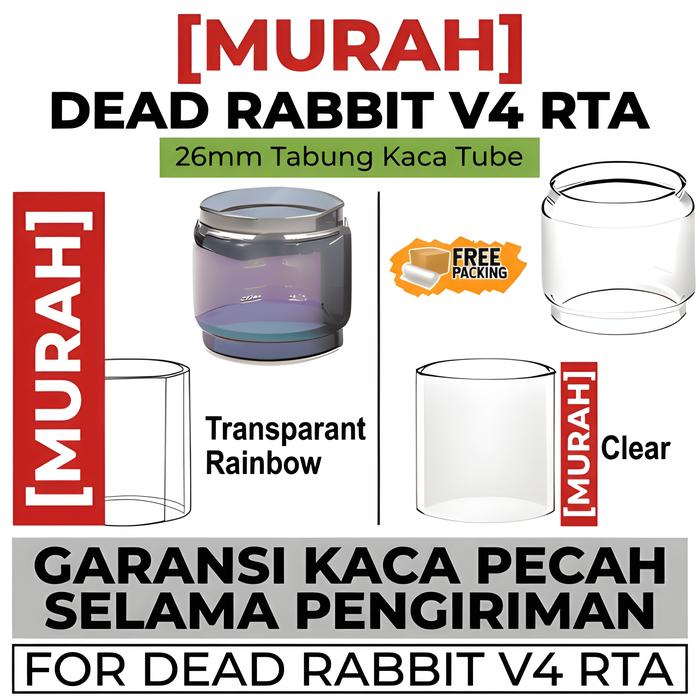 CEPAT LAKU Kaca Dead Rabbit V4 Clear Straight Replacement Glass