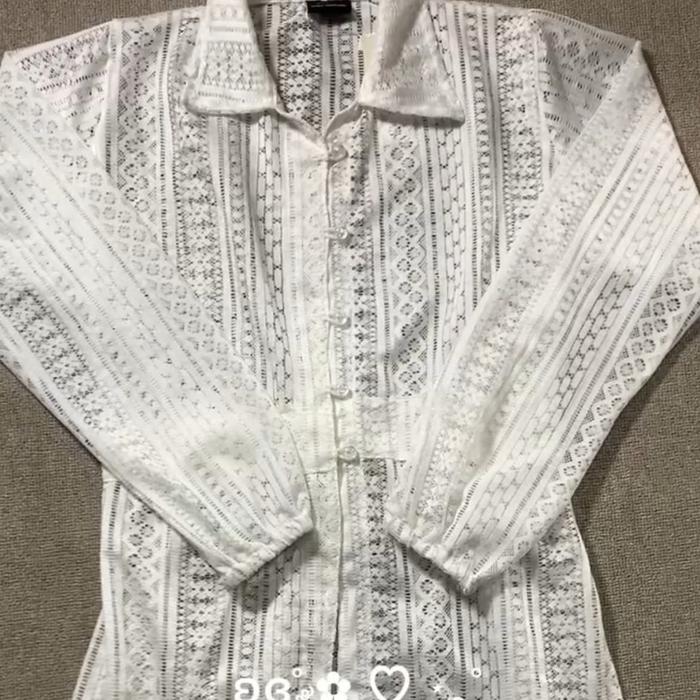 Putih brokat outer tunik/kondangan/