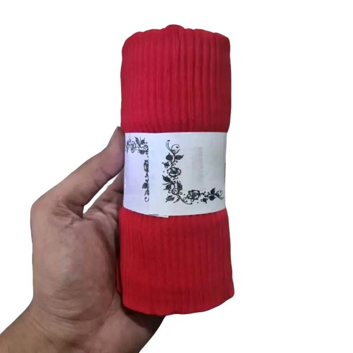 Pashmina Plisket merah terang Pashmina Plisket merah cabe