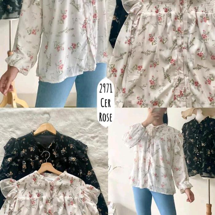 Blus motif bahan ceruty kekinian