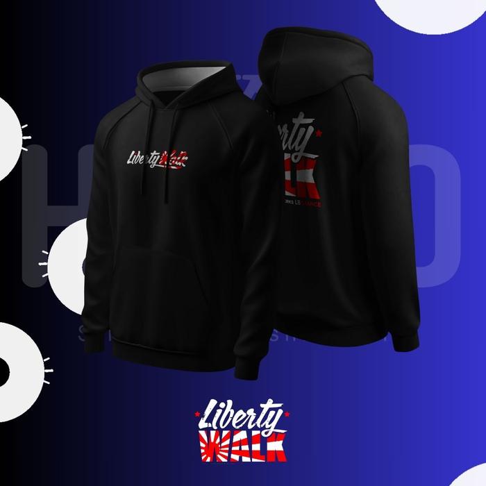 Hoodie Jumper HSCLO LIBERTY WALK LBWK BLACK HOODIE Ready Size Jumbo Bahan Fleece Ukuran Jumbo Big Si
