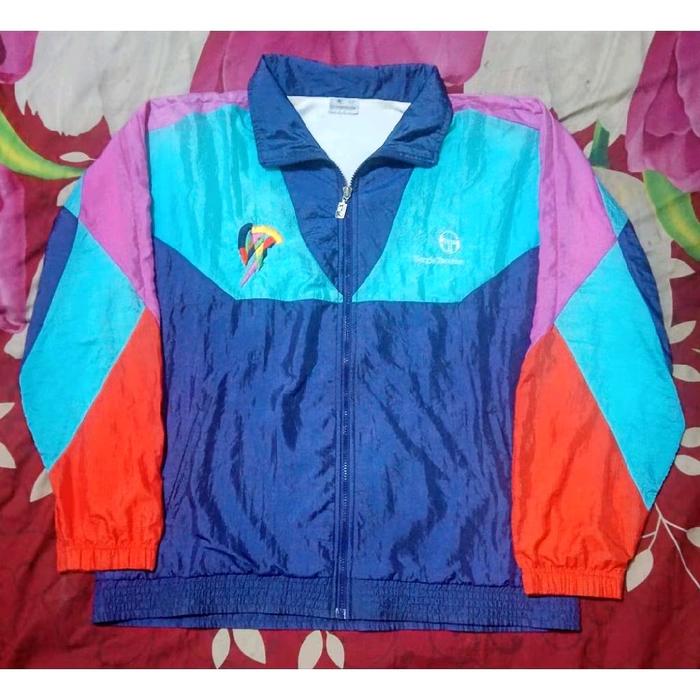 Jaket Windbreaker Casual Sergio Tacchini Vintage ColorBlok Pizza Second