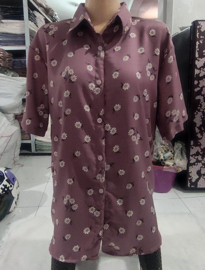 Shakila twill Kemeja Atasan Wanita Motif Bunga Lengan Panjang & Pendek Warna dengan Desain Bunga Kec