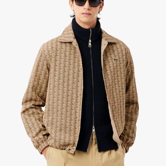 Lacoste Men's  Jaket Monogram Bi Material Reversible Pria - kream