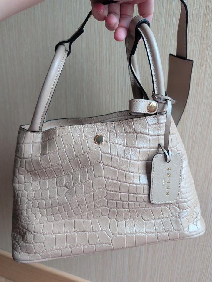 [Preloved] Tas Lokal Rounn Bag Julia 26 Croco Embossed Italian Leather Tas Kulit Asli Kulas Genuine 