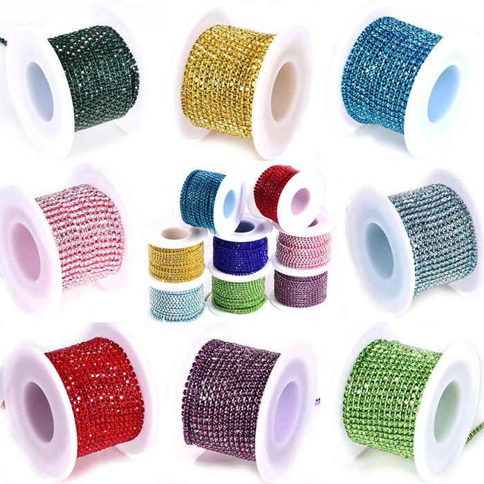 10Yards SS6-SS16 Colorful Glass Rhinestone Cup Chain Glitter Crystal