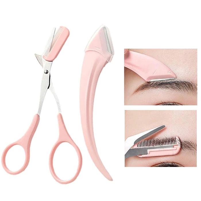 3PC/Set Gunting Cukur Alis Dengan Sisir/ Alat Cukur Alis Dengan Sisir/ Set Gunting Alis Dan Cukur Al
