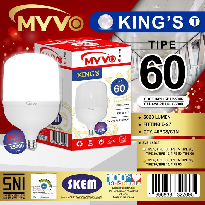 Myvo King Lampu Capsule LED Tipe 60 E27 SNI Murah Terang