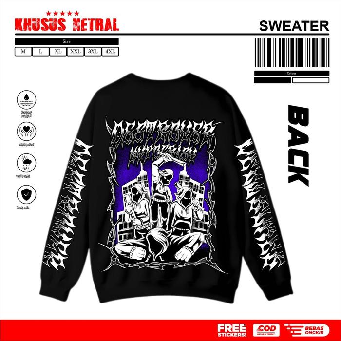 Crewneck Sweater Lengan Panjang Netral Desain Terbaru Destroyer Hypocrisy Model Distro Sablon Dtf Si