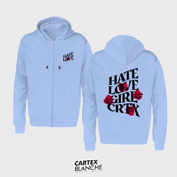 CARTEXBLANCHE Hate Love Hoodie Zipper (Sablon) Wanita Pria Size M - XXL