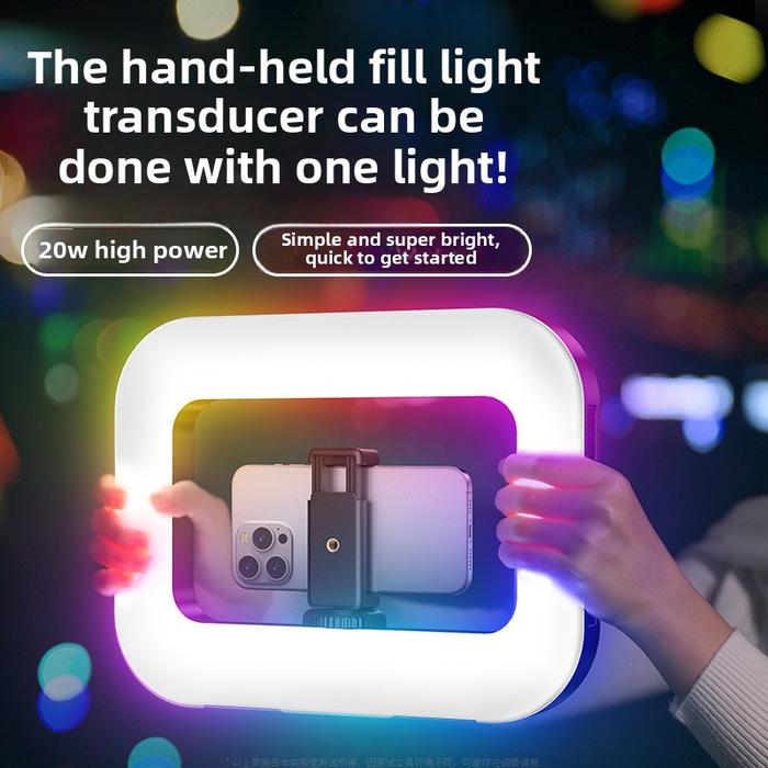 Phone Video Handheld LED Fill Light Selfie Light Phone Video Stabilizer for Camera, Phone, Tiktok, Y