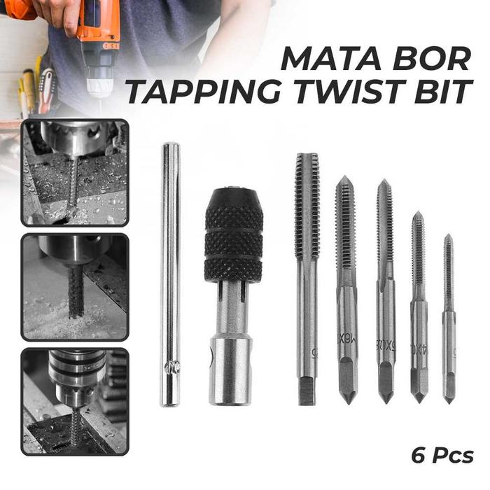 Alat Pembuat Ulir Drat Manual Hand Tap Taping Set Mata Bor Senai Drat Baut Pembuat Drat Ulir Baut Ha