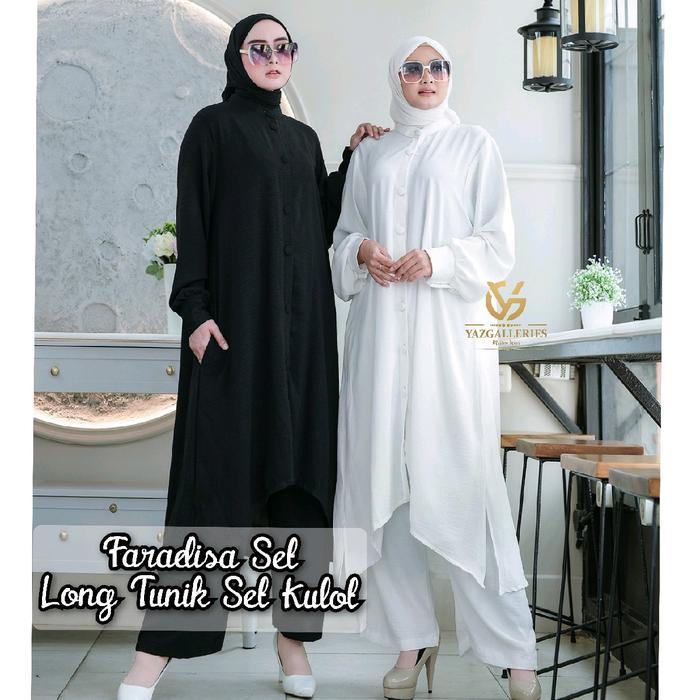 Faradisa Set Long Tunik Kulot Full Kancing Bungkus Aktif Crinkle Airflow/ Set Tunik Celana Umroh War