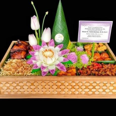(Cooger) Tampah Tumpeng Besar Kotak Set Isi 2 Ukuran Dari Bambu Grosir